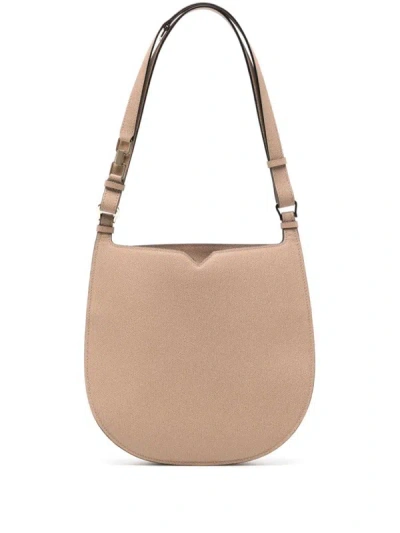 Valextra Medium Leather Tote Bag In Beige