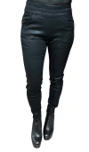 Bianco Faux Skin Flat Front Jogger Pant In Black In Black