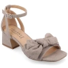 Journee Collection Zevi Bow Block Heel Sandal In Grey