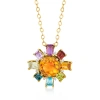 Ross-simons Multi-gemstone Flower Pendant Necklace With Diamond Accents In 18kt Gold Over Sterling In Multi