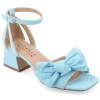 Journee Collection Zevi Bow Block Heel Sandal In Blue