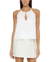 ONIA AIR LINEN-BLEND KEYHOLE HALTER TOP