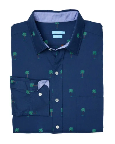 J.mclaughlin Palm Tree Gramercy Modern Fit Shirt In Blue