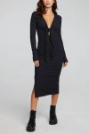 Chaser Jenn Midi Dress In Shadow Black In Multi