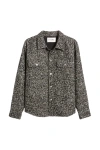 Frame Tweed Textured Regular Fit Overshirt In Grey