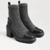 SAM EDELMAN ROZANNA KNIT BOOTIE IN CHARCOAL/BLACK