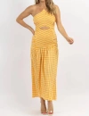 Fanco Lolita Gingham Smock Maxi Dress In Orange In Orange