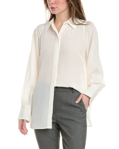 Hugo Boss Relaxed-fit Blouse In Washed Silk In White