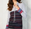 French Kyss Drawstring Cowl Neck Top In Slate/multi In Multi