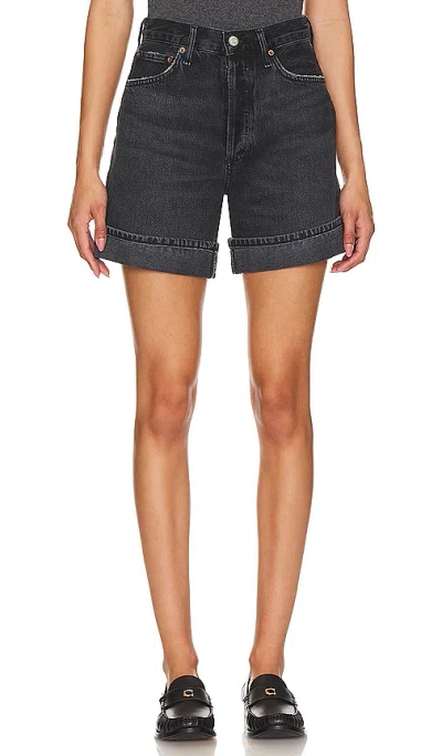 Agolde Black Dame Denim Shorts In Bewitched