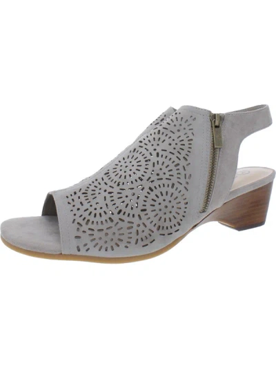 Bella Vita Amiyah Womens Perforated Ankle Strap Mule Sandals In Grey