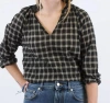 A SHIRT THING JOSEPHINE PLAID SHIRT IN BLACK