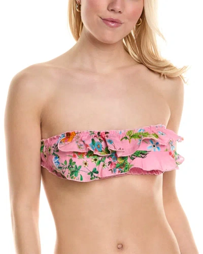 Cynthia Rowley Graphic-print Ruffled Bikini Top In Pink