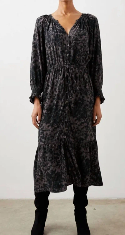 Rails Cece Dark Abstract Pull In Waist Midi Dress Size: Xs, Col: Dark In Grey