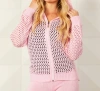 French Kyss Crochet Zip Hoodie In Blush In Gold