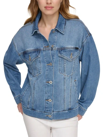 Dkny Faded-effect Denim Jacket In Blue