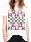 PRINCE PETER CHEAP TRICK CHECKERBOARD CROP TEE IN WHITE