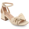 Journee Collection Zevi Bow Block Heel Sandal In Beige