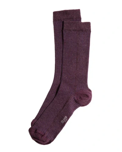 Stems Ribbed Cashmere-blend Crew Socks In Purple