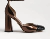 Sam Edelman Cristine Ankle Strap Block Heel In Bronze Metallic In Multi