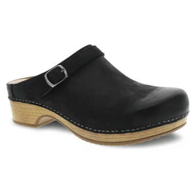 Dansko Berry Clog In Black Burnished Nubuck Leather