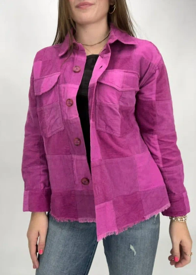 Ivy Jane Elias Patchwork Shacket In Berry In Pink