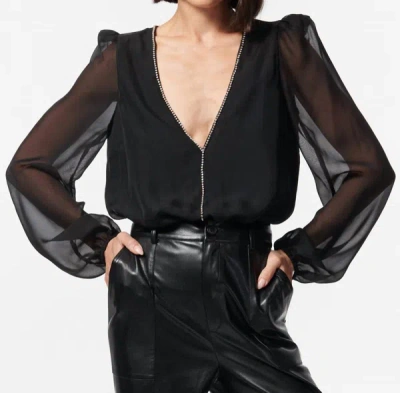 Cami Nyc Women's Ingrid Crystal Silk Bodysuit In Black