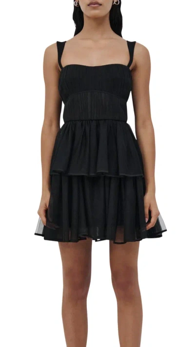 Jonathan Simkhai Annabella Tulle Plisse Mini Dress In Black