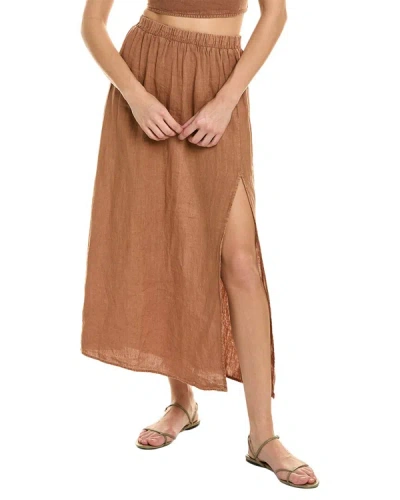 Bella Dahl High Waist Linen-blend Maxi Skirt In Brown