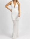 LUXXEL SLINKY CUTOUT LINED MAXI DRESS IN WHITE