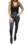 Bianco Faux Skin Flat Front Jogger Pant In Charcoal In Pink