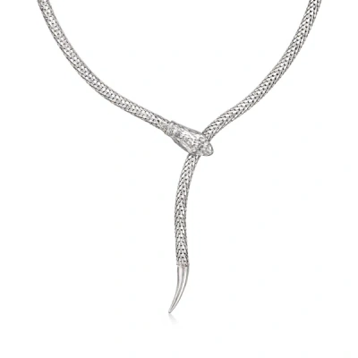 Ross-simons Italian Sterling Silver Adjustable Snake Necklace In Metallic