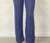 French Kyss Crochet Knitted Pant In Denim In Multi