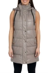 LOVE TOKEN CALI LONG PUFFER VEST IN TAUPE