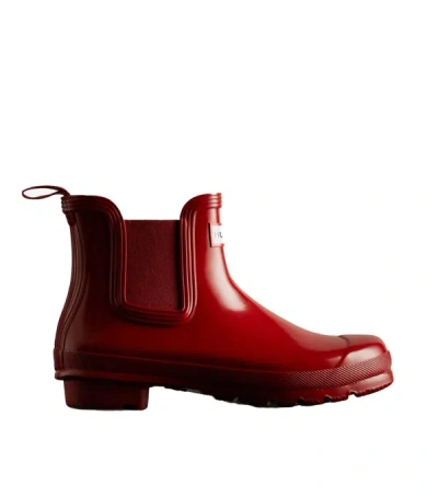 Hunter Original Gloss Waterproof Chelsea Boot In Military Red