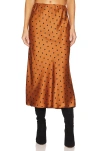 Minkpink Milan Bias Cut Skirt In Rust & Black In Multi