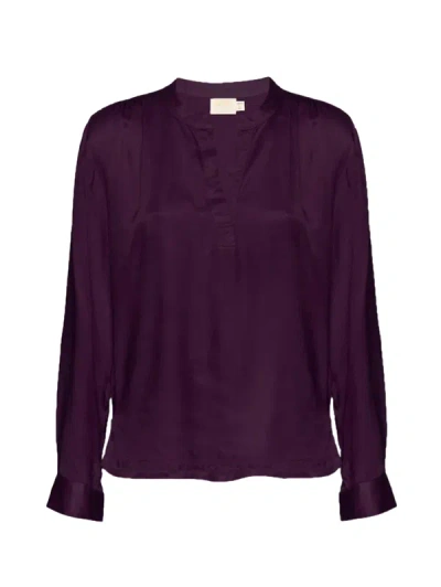 Nation Ltd V-neck Henley Top In Purple