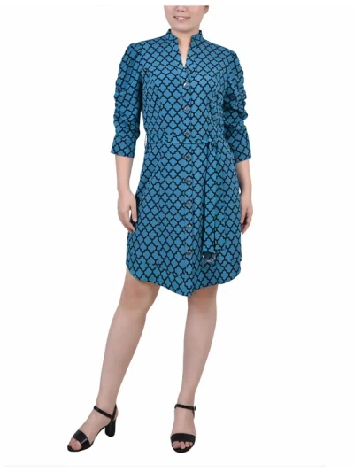 Ny Collection Petites Womens Office Professional Shirtdress In Multi