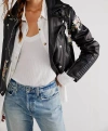 JAKETT HARLEY FLORAL LEATHER JACKET IN BLACK