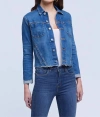 L Agence Janelle Raw Cut Slim Denim Jacket In Blue