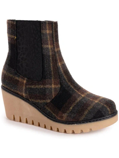 Muk Luks Vermont Essex Womens Wedge Casual Wedge Boots In Brown