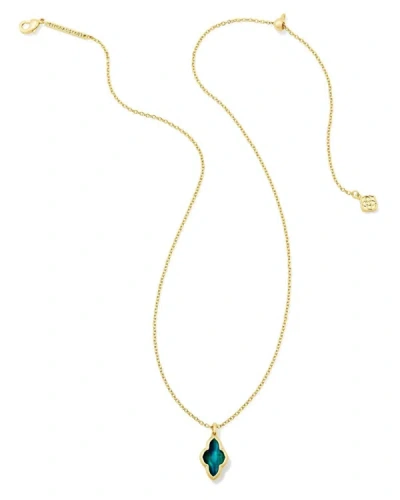 Kendra Scott 14k Gold-plated Stone Medallion 19" Adjustable Pendant Necklace In Gold Teal