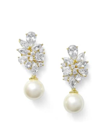 Liv Oliver 18k Plated 45577mm Pearl Cz Drop Earrings In White