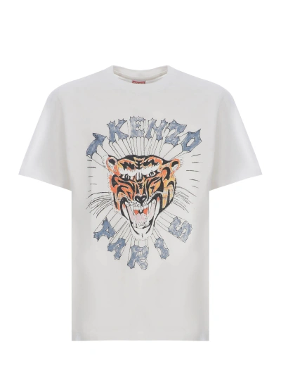 Kenzo Tiger Head Cotton T-shirt In White