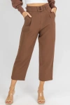 IDEM DITTO BELTED STRAIGHT LEG TROUSERS IN MOCHA