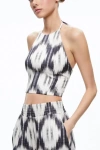 ALICE AND OLIVIA ASH TIE BACK HALTER TOP IN CLASSIC IKAT