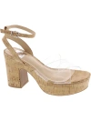 Dolce Vita Maggie Womens Cork Ankle Strap Platform Sandals In Beige