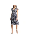 JESSICA HOWARD PETITES WOMENS FLORAL KNEE LENGTH FIT & FLARE DRESS