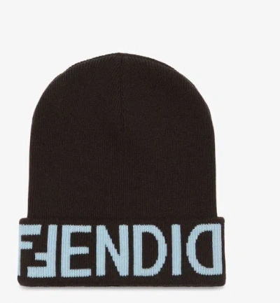 FENDI FENDI FF-MOTIF TURN-UP BRIM BEANIE