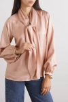 Max Mara Albenga Scarf-neck Silk Top In Pink